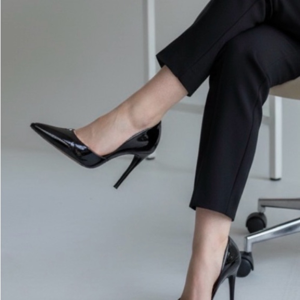🔴 Women's Black Patent Pointed-Toe Stiletto Heels
